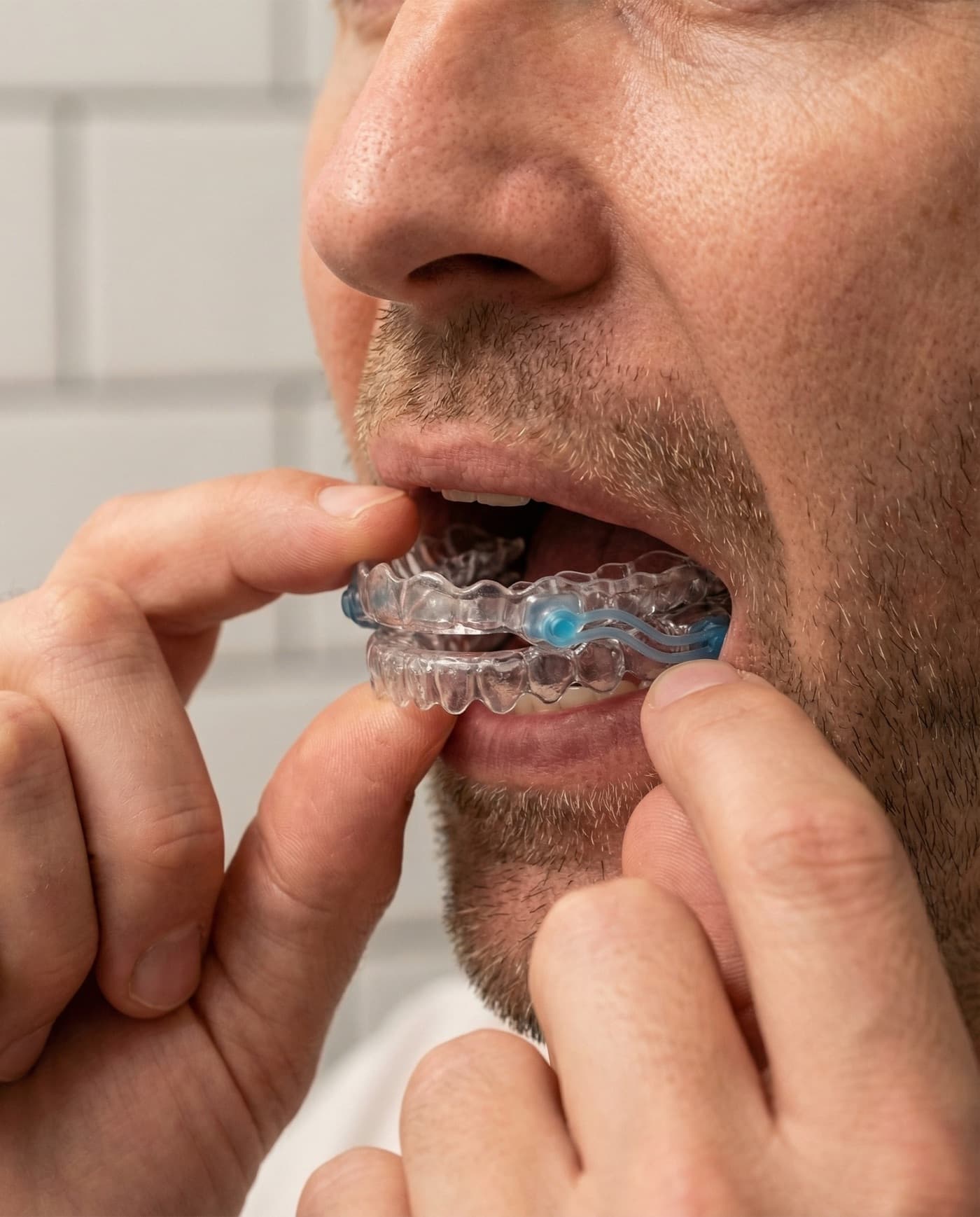 Ein Mann setzt die Snorly Schiene ein