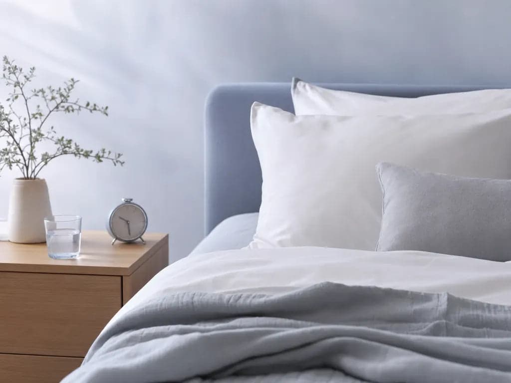 Ruhiges Schlafzimmer am Morgen: zu Hause statt in der Praxis