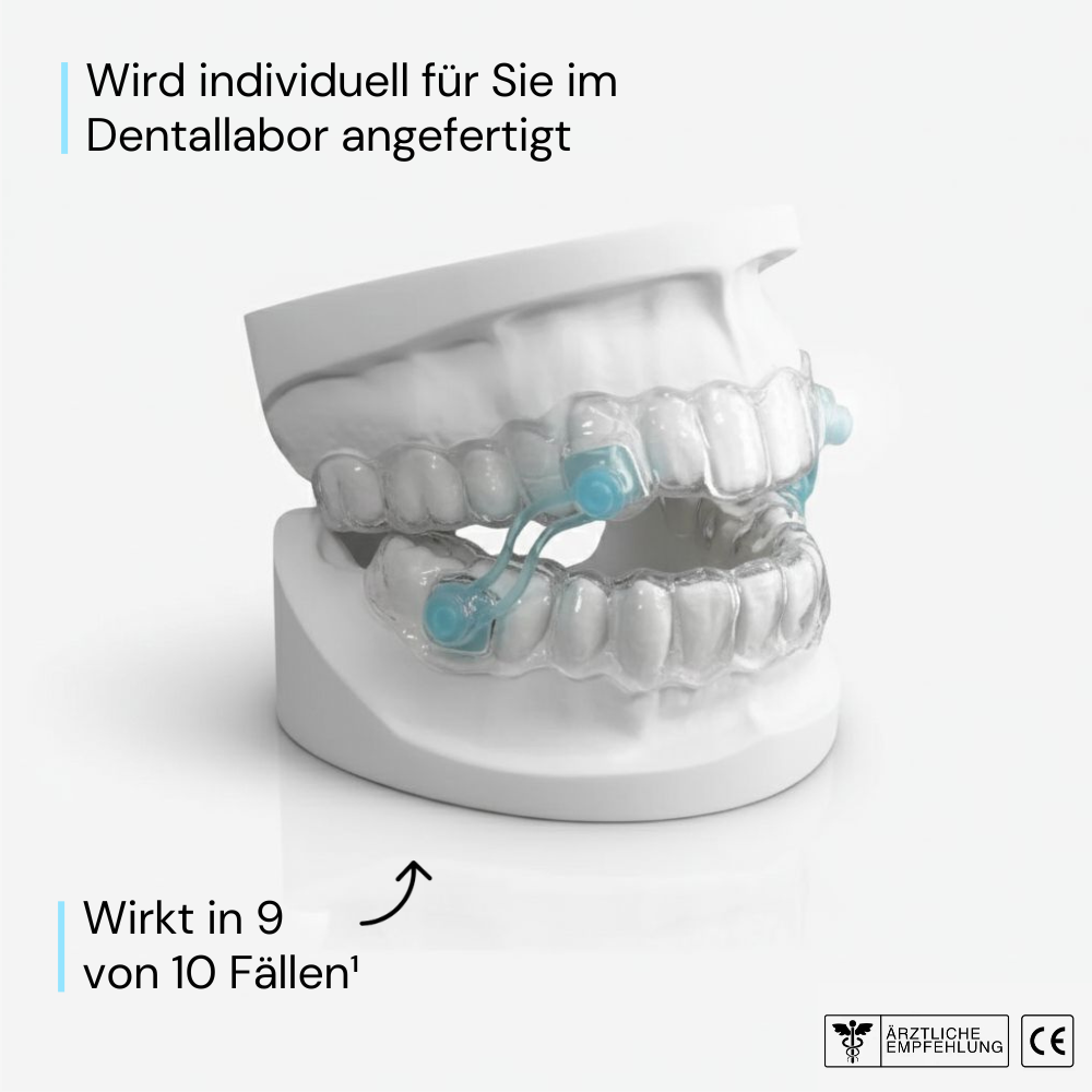 Individuelle Schnarchschiene direkt vom Zahnlabor - ohne hohe Zahnarztkosten